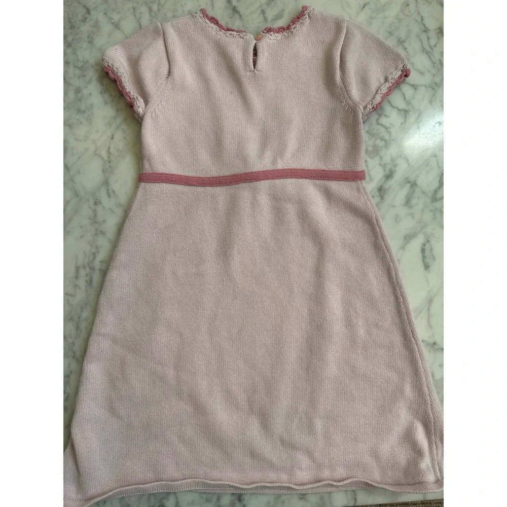 Gymboree Girls Pink Cotton Knit Floral Embroidered Sweater Dress Size 6 Vintage